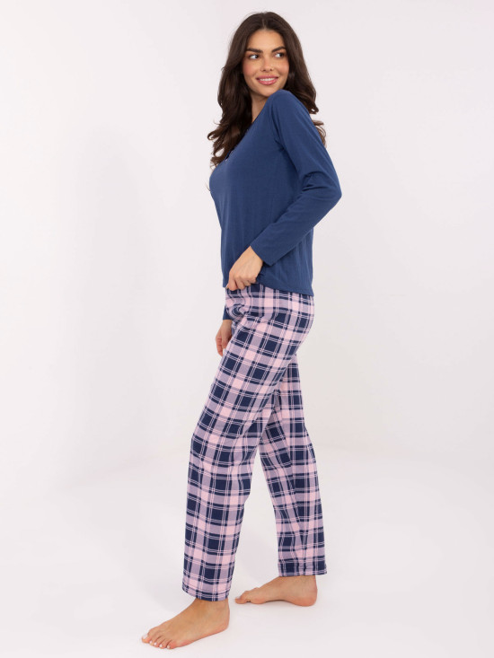 Damska piżama z długim rękawem w ciemnoniebieskim kolorze
