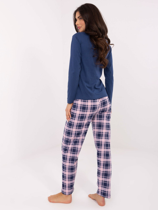 Damska piżama z długim rękawem w ciemnoniebieskim kolorze