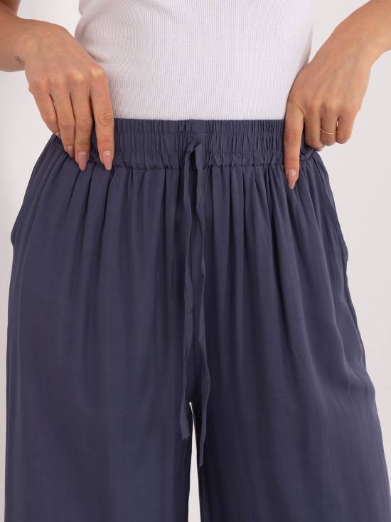 Damskie spodnie palazzo z wiskozy, ciemnoniebieskie
