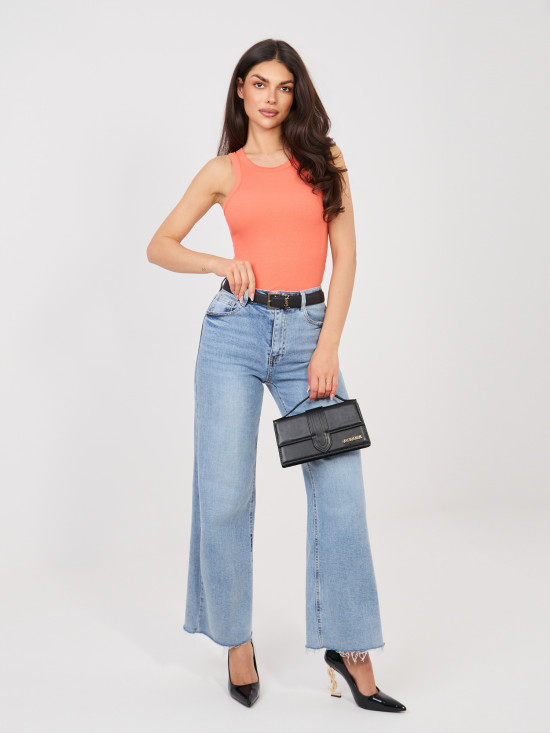 Prążkowany pomarańczowy top bez rękawów