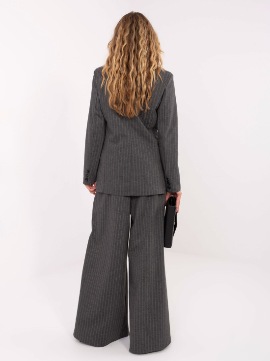 Damska elegancka marynarka w paski, ciemnoszara