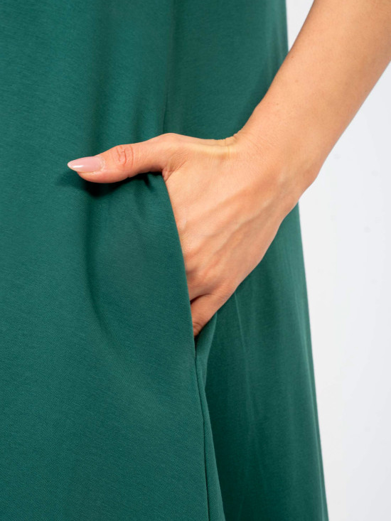 Ciemnozielona letnia maxi sukienka na ramiączkach