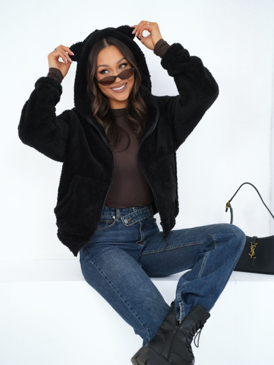 Czarna bluza z kapturem i suwakiem