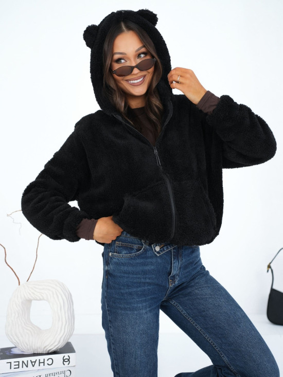 Czarna bluza z kapturem i suwakiem