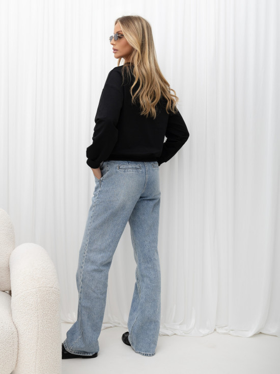 Elegancka czarna bluza z aplikacją