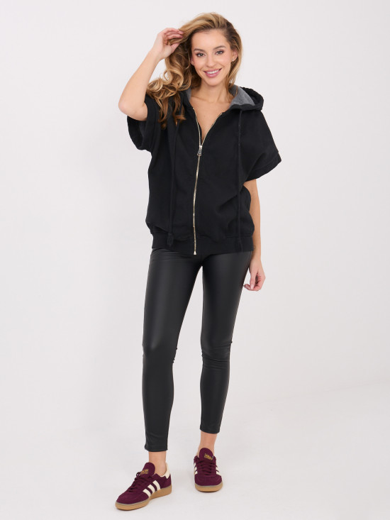 Czarna bawełniana bluza z kapturem i suwakiem
