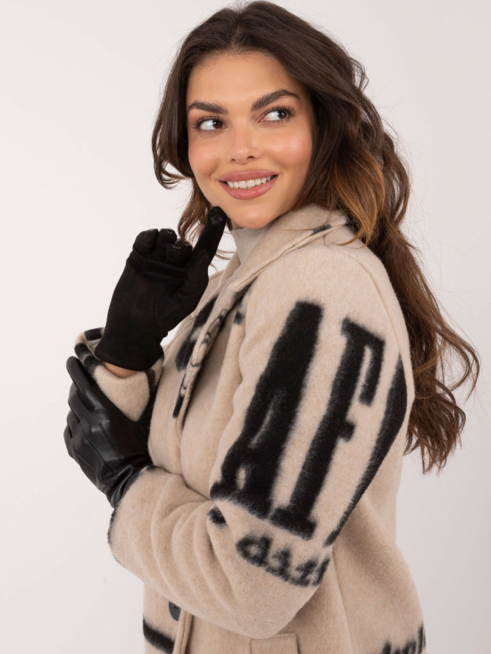 Damskie czarne ocieplane rękawiczki