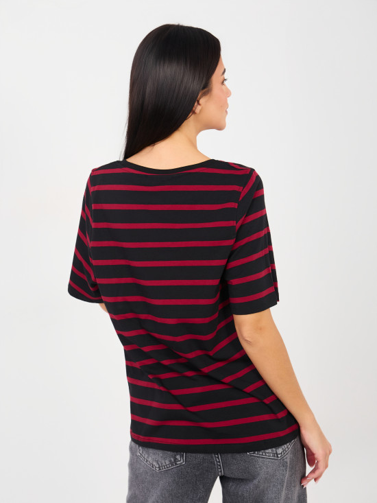 Wielokolorowy t-shirt w paski z krótkim rękawem