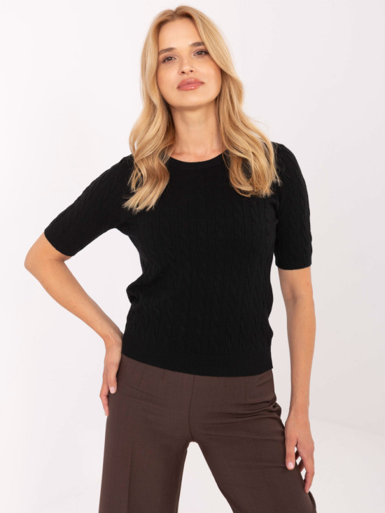 Stylowy czarny sweter z krótkim rękawem