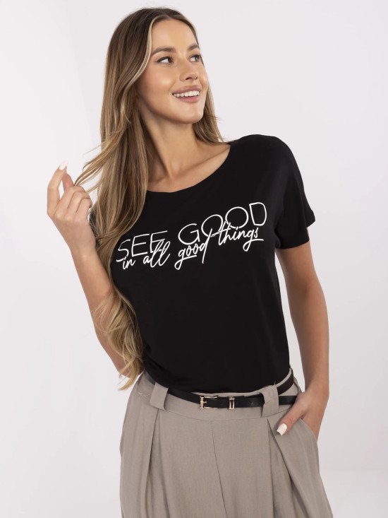 Stylowe czarne t-shirt z napisem