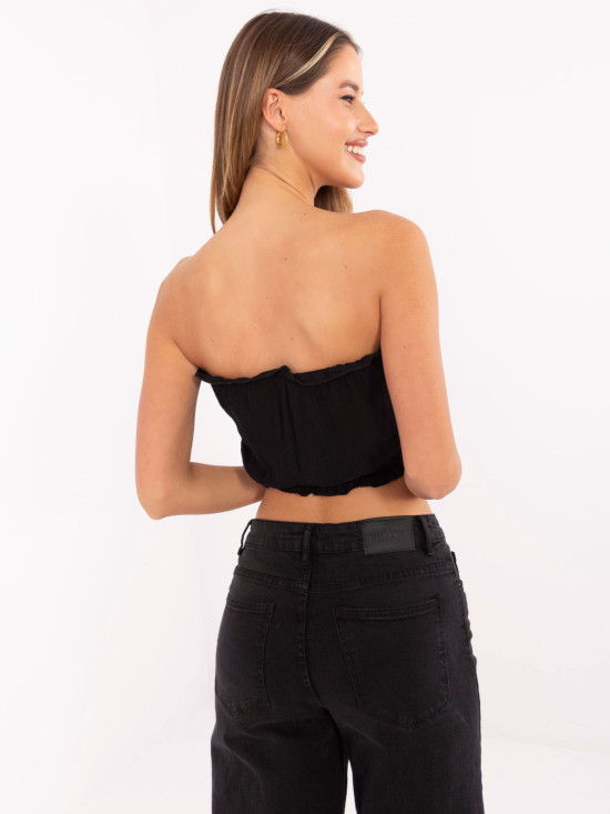 Elegancki czarny top z falbanami