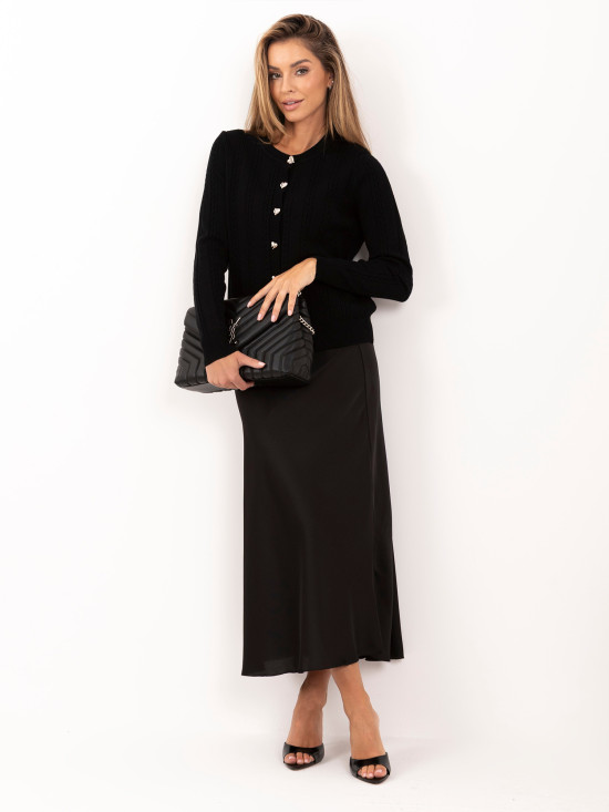 Elegancki czarny sweter z okrągłym dekoltem