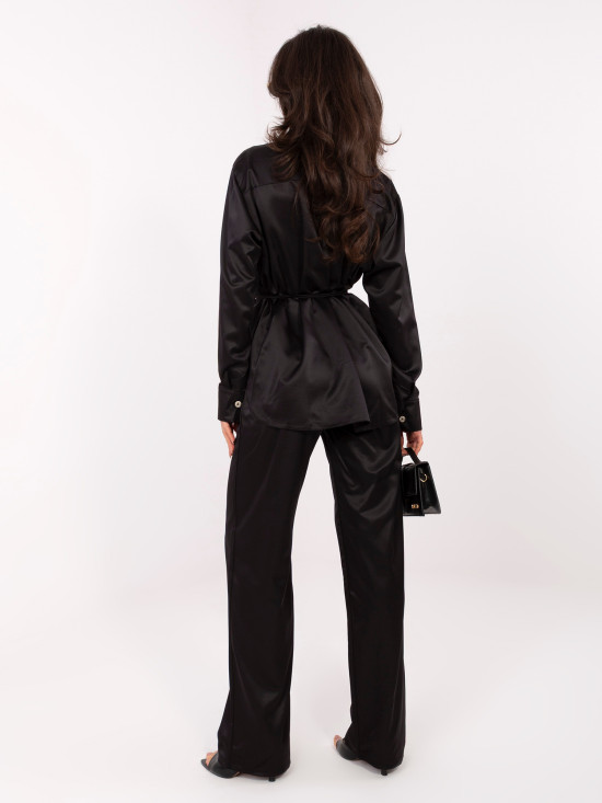 Elegancki czarny komplet z koszulą i spodniami