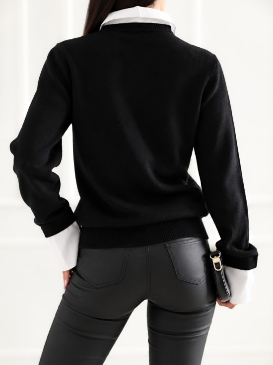 Elegancki czarny sweter polo