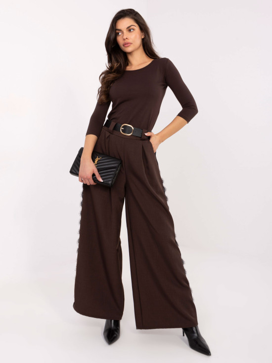 Brązowa bawełniana bluzka z rękawem 3/4