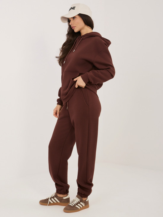 Damski komplet z kapturem w ciemnym brązie
