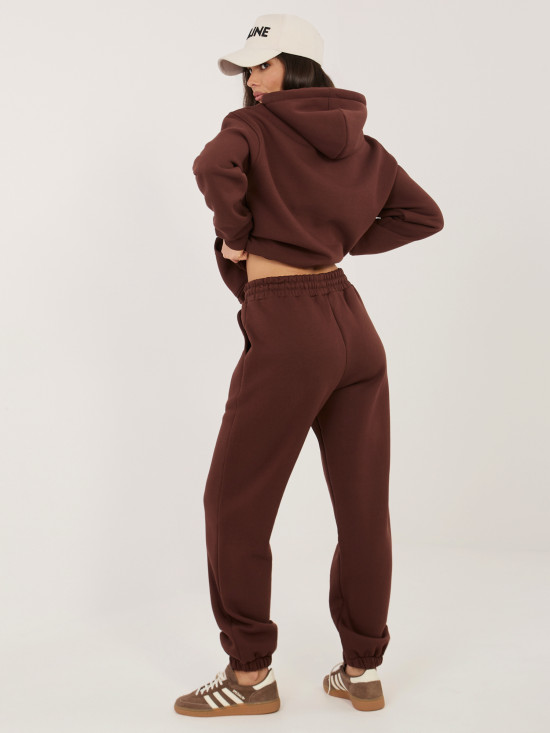 Damski komplet z kapturem w ciemnym brązie