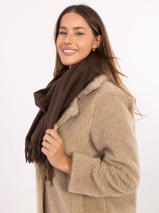 Damski szal w ciemnym brązie z miękkiego poliestru