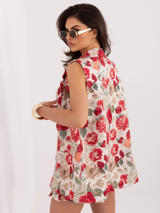 Elegancka czerwona kamizelka w kwiaty