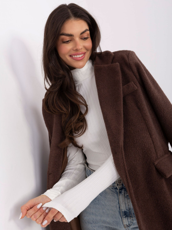 Prążkowana bawełniana bluzka z golfem ecru