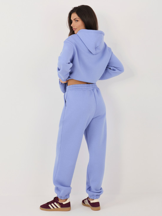 Fioletowy damski komplet z kapturem i długim rękawem