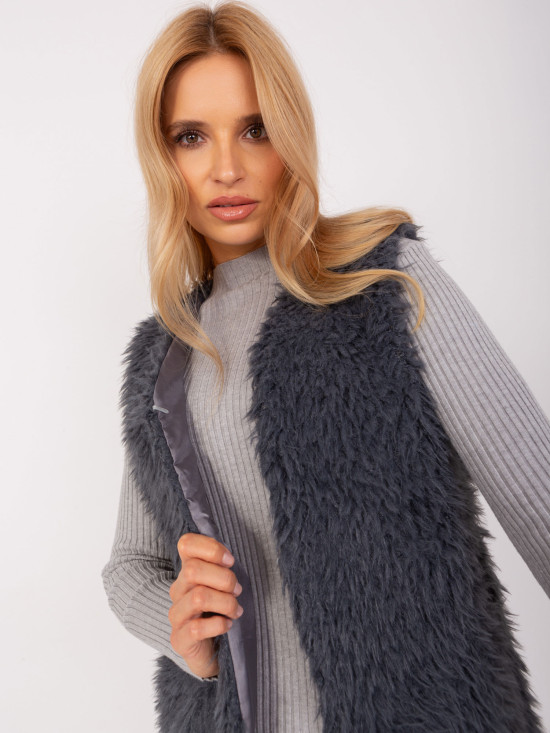 Grafitowa damska kamizelka z podszewką