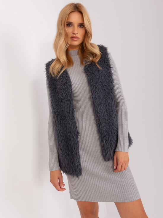 Grafitowa damska kamizelka z podszewką