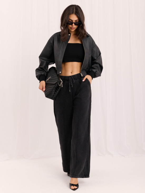 Szare spodnie dresowe wide leg
