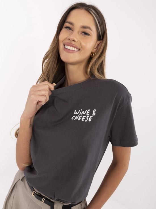 Stylowe grafitowe t-shirt z krótkim rękawem