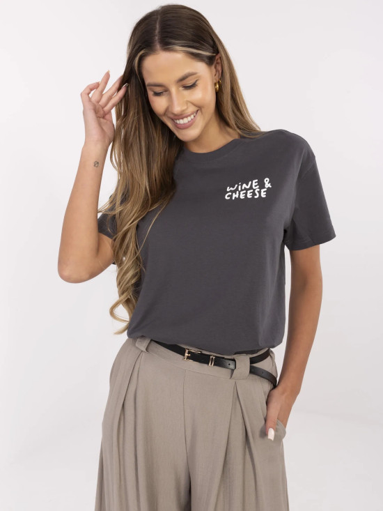 Stylowe grafitowe t-shirt z krótkim rękawem