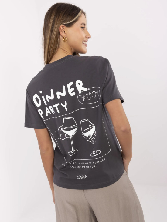 Stylowe grafitowe t-shirt z krótkim rękawem