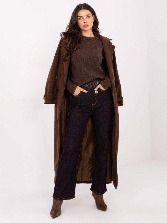 Damskie granatowe jeansy z prostą nogawką i wysokim stanem