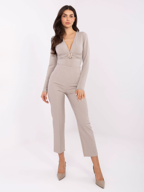 Eleganckie beżowe spodnie cygaretki