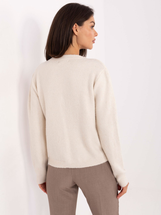 Elegancki beżowy sweter z długim rękawem