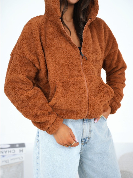 Beżowa bluza z kapturem na zamek