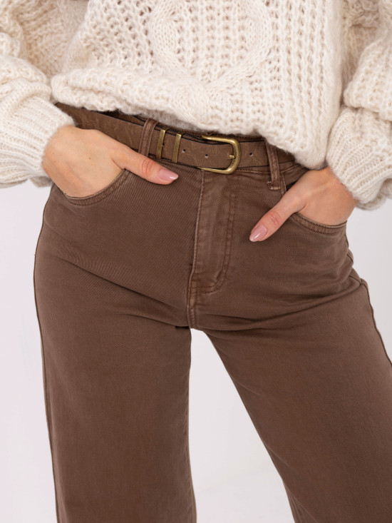 Damskie brązowe jeansy z prostą nogawką