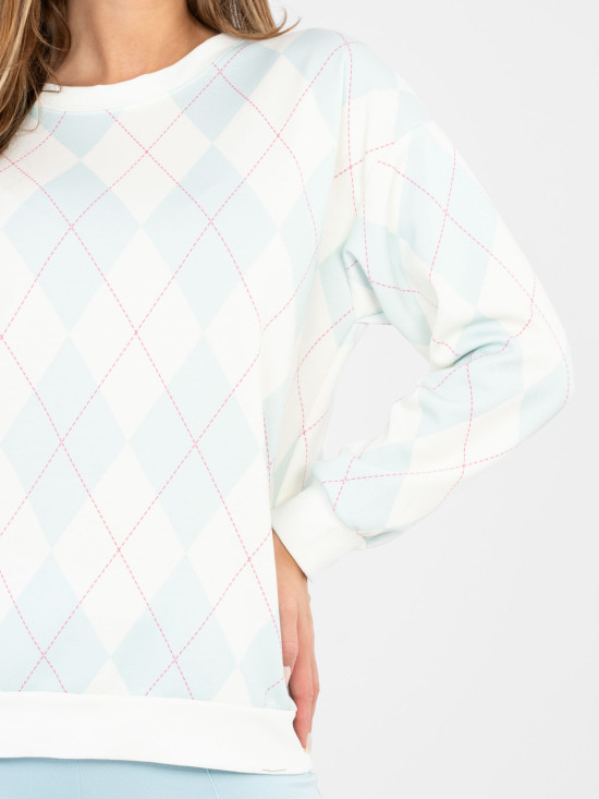 Miętowa bluza damska z geometrycznym wzorem