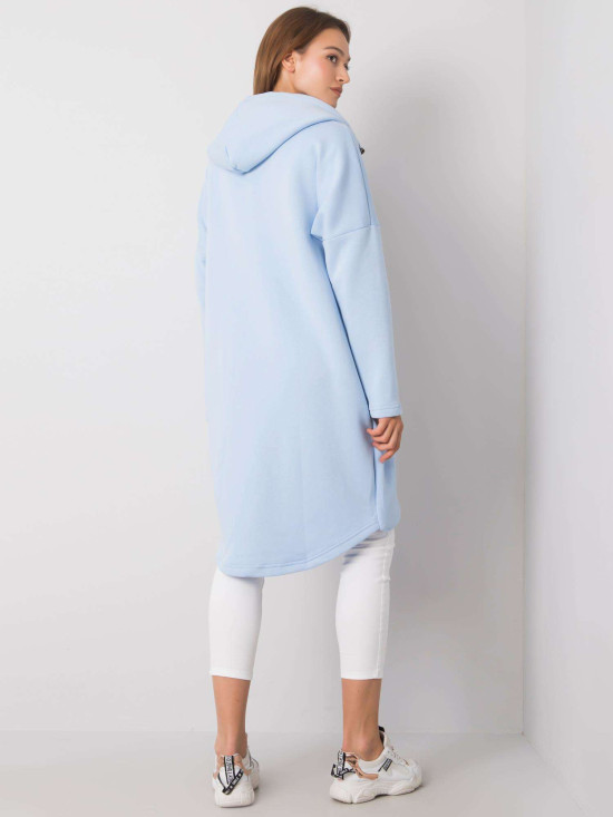 Jasnoniebieska długa bluza z kapturem na zamek