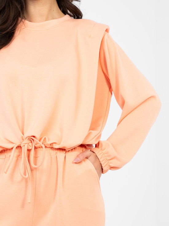 Damski pomarańczowy komplet z wiązaniem i długim rękawem