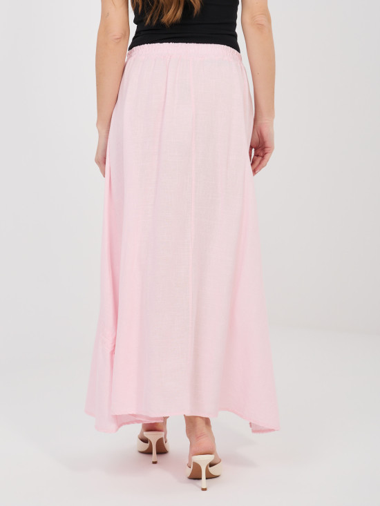 Jasnoróżowa spódnica midi z wiązaniem