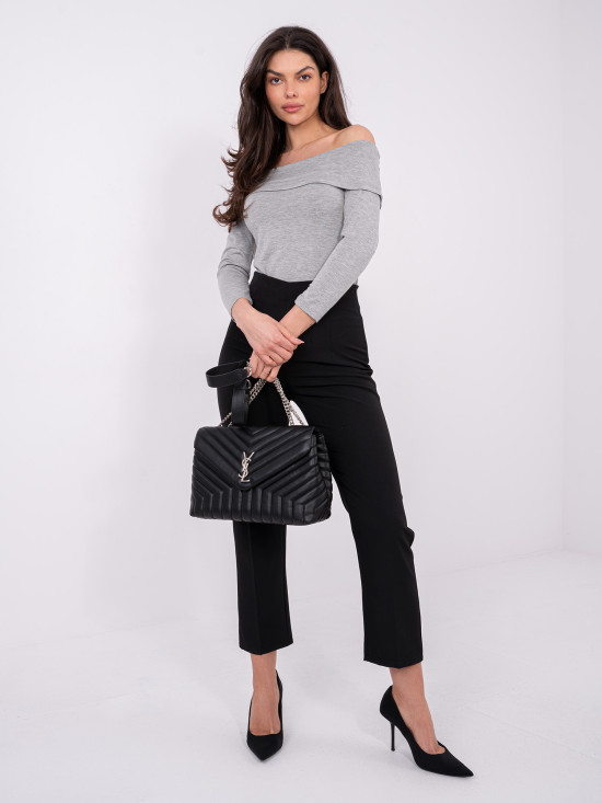 Szara bluzka hiszpanka z rękawem 3/4