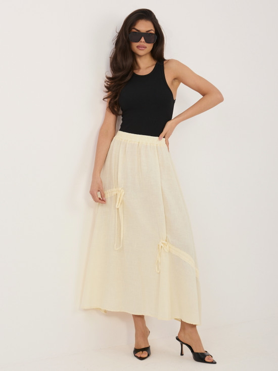 Żółta spódnica midi z wiązaniem