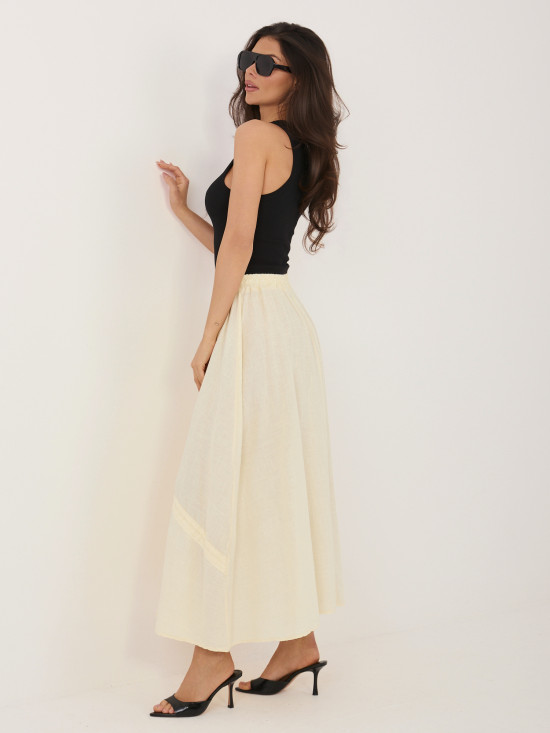 Żółta spódnica midi z wiązaniem