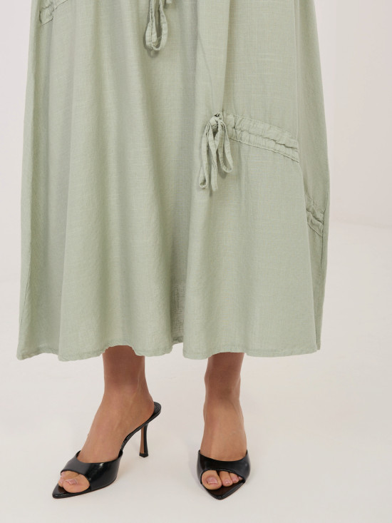 Khaki midi spódnica z wiązaniem