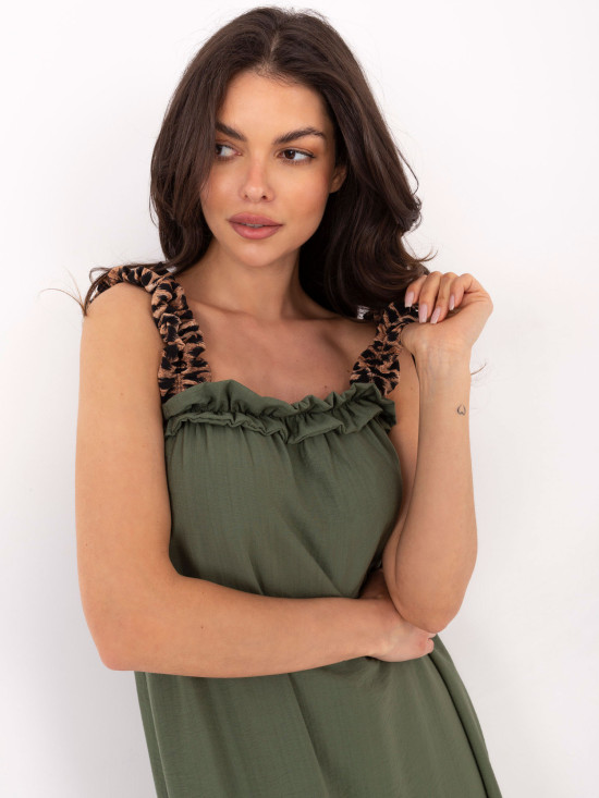 Maxi sukienka w khaki kolorze