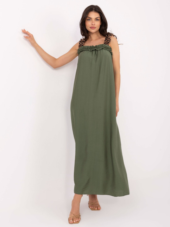 Maxi sukienka w khaki kolorze