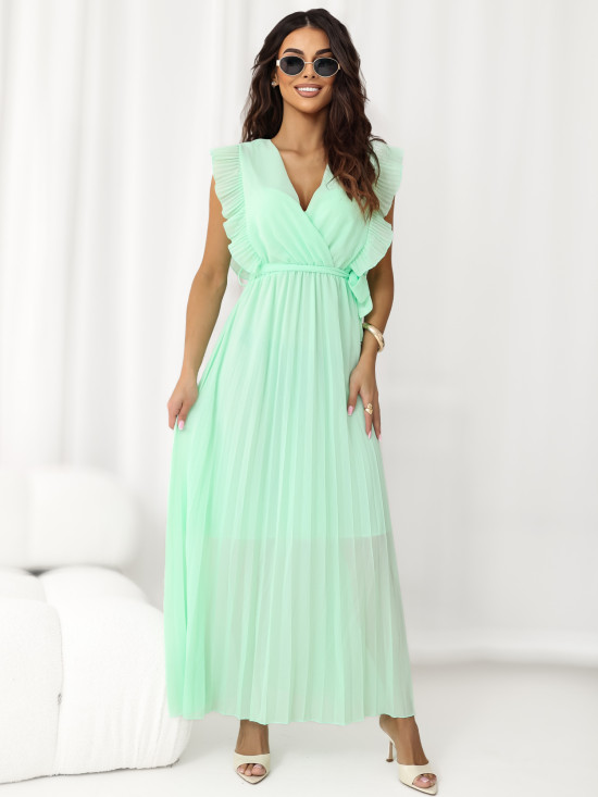 Rozkloszowana sukienka midi w kolorze miętowym