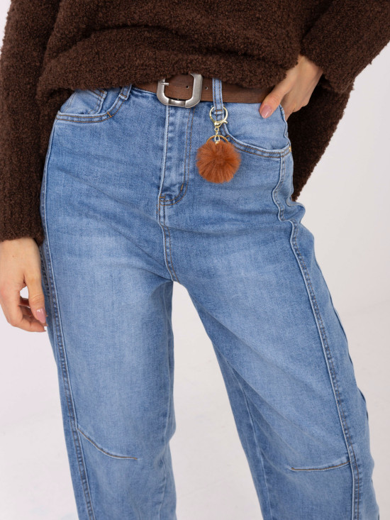 Damskie jeansy balloon fit z wysokim stanem, niebieskie