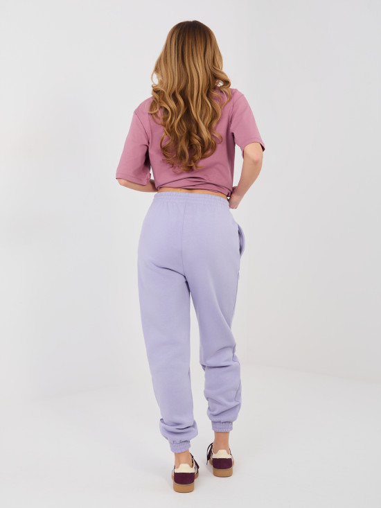 Damskie fioletowe spodnie dresowe z wysokim stanem