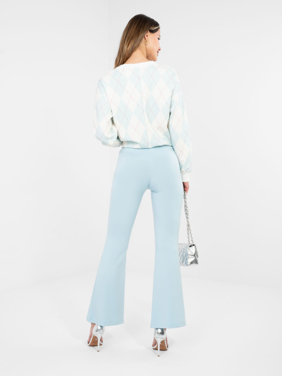 Damskie jasnoniebieskie szerokie spodnie dresowe z wysokim stanem